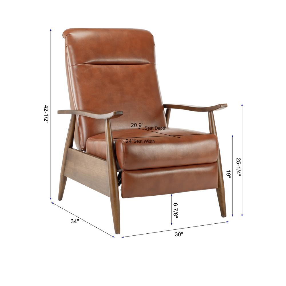 Solaris Wood Arm Push Back Recliner - Caramel - Comfort Pointe