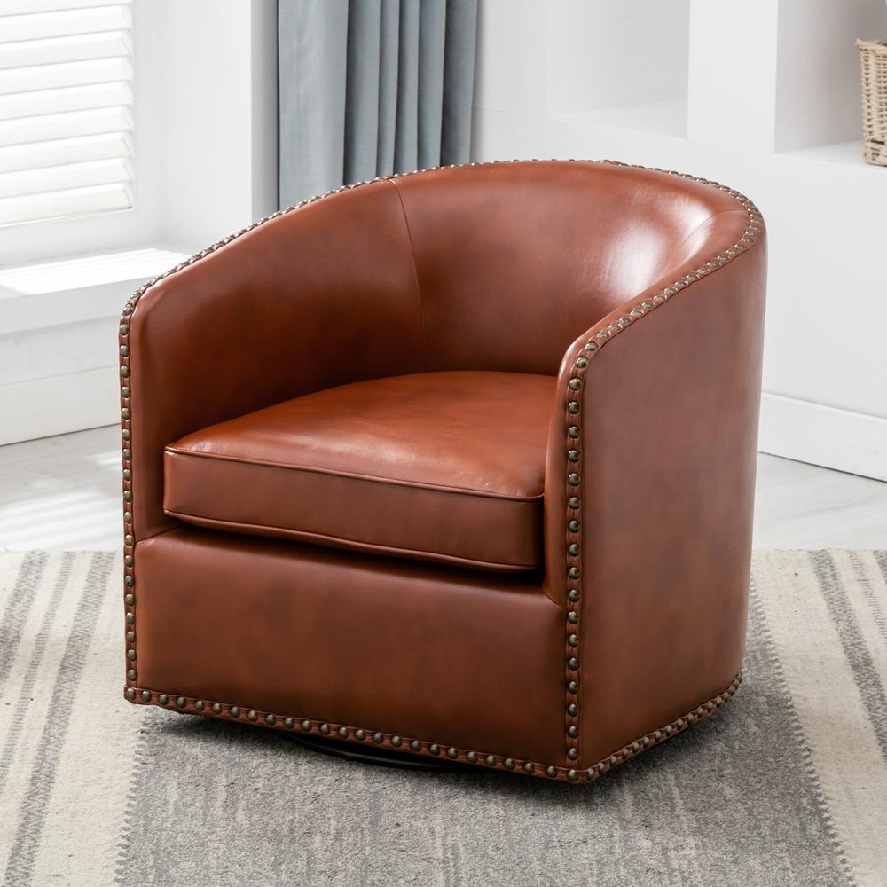 Tyler Swivel Arm Chair - Caramel - Comfort Pointe
