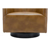 Gaven Camel Wood Base Swivel Chair - Comfort Pointe