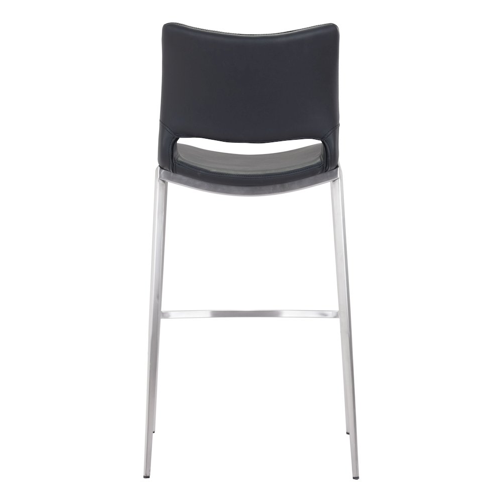 Ace Barstool (Set of 2) Black & Silver - ZUO