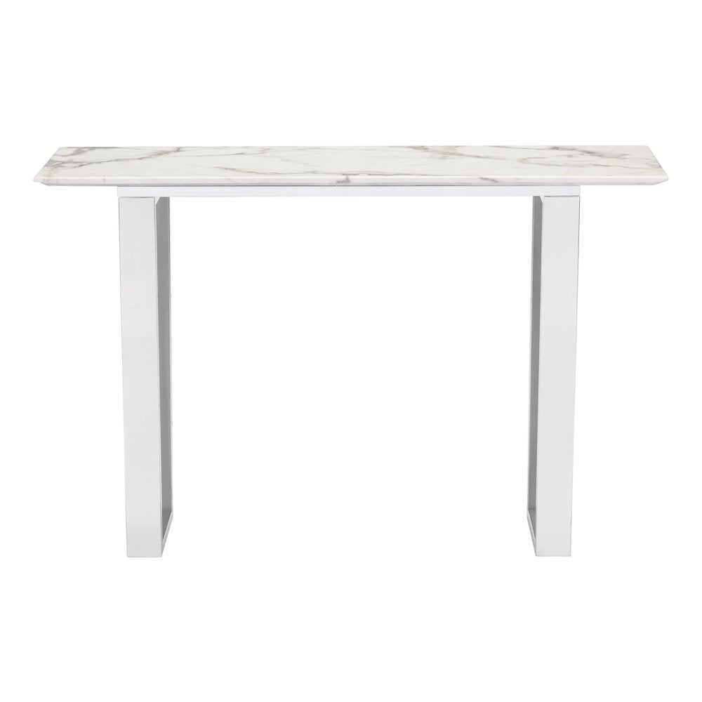 Atlas Console Table White & Silver - ZUO