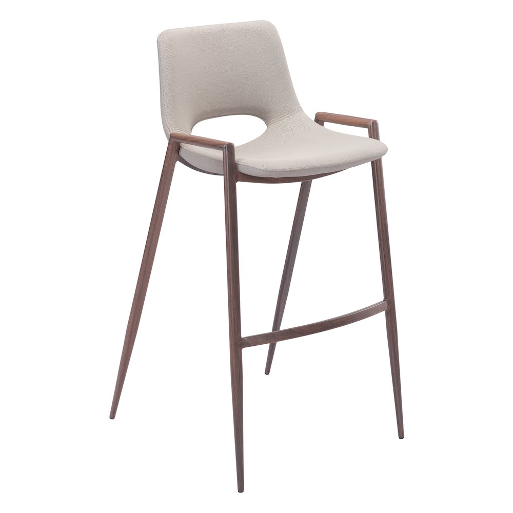 Desi Barstool (Set of 2) Beige & Walnut - ZUO