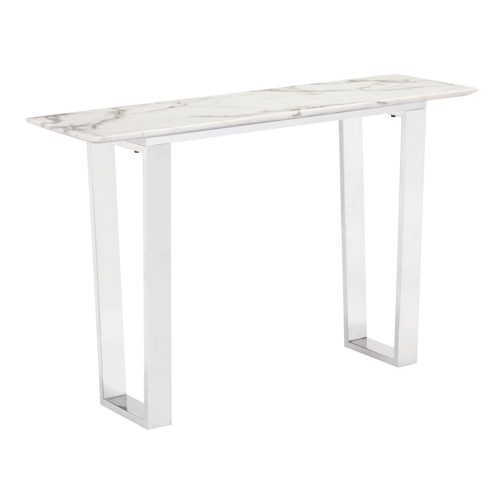 Atlas Console Table White & Silver - ZUO