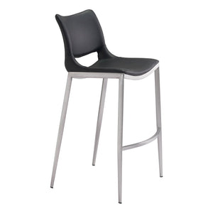 Ace Barstool (Set of 2) Black & Silver - ZUO