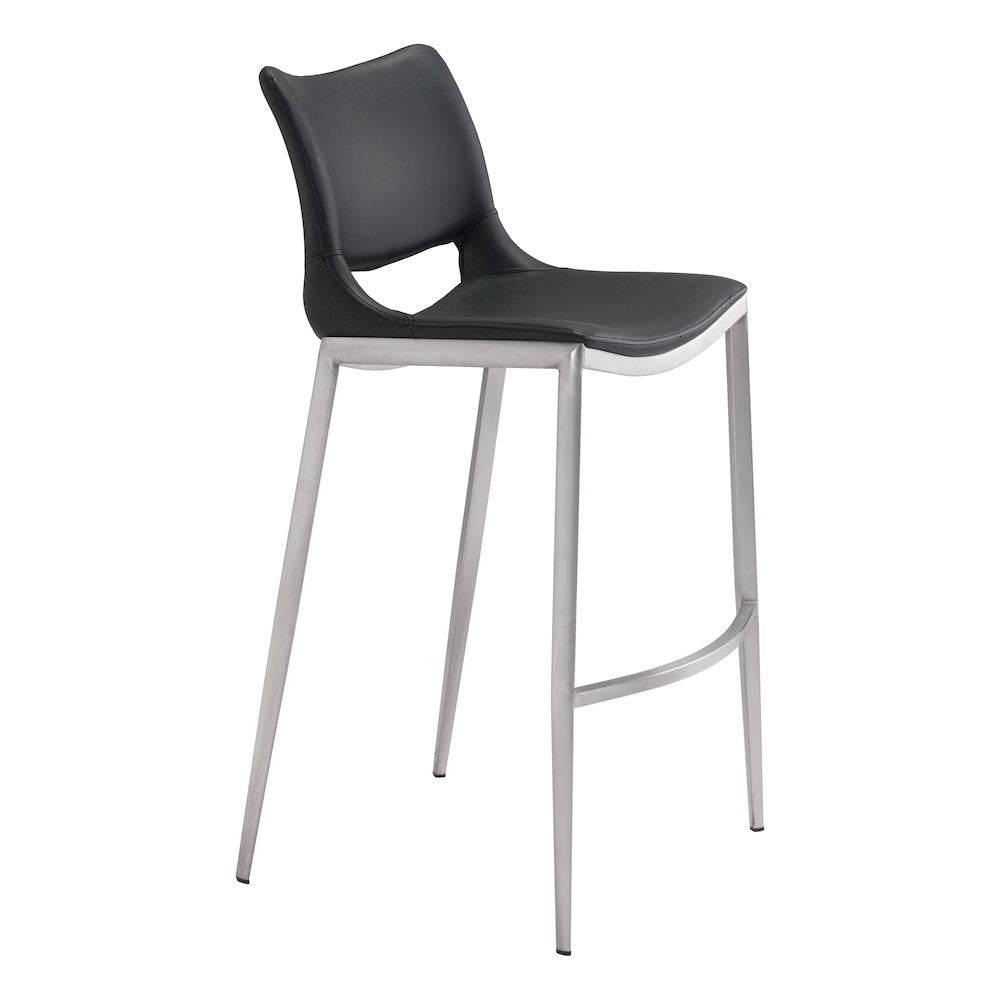 Ace Barstool (Set of 2) Black & Silver - ZUO
