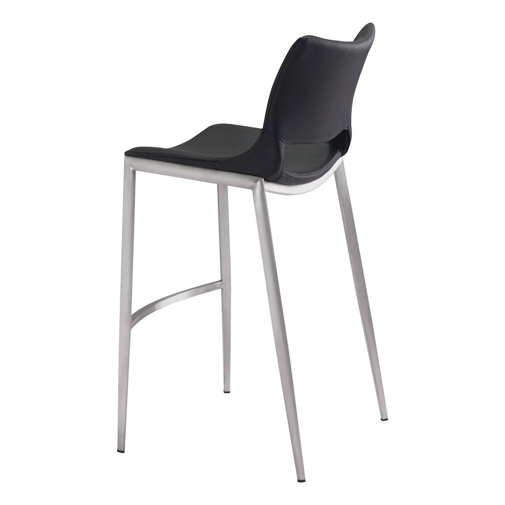 Ace Barstool (Set of 2) Black & Silver - ZUO