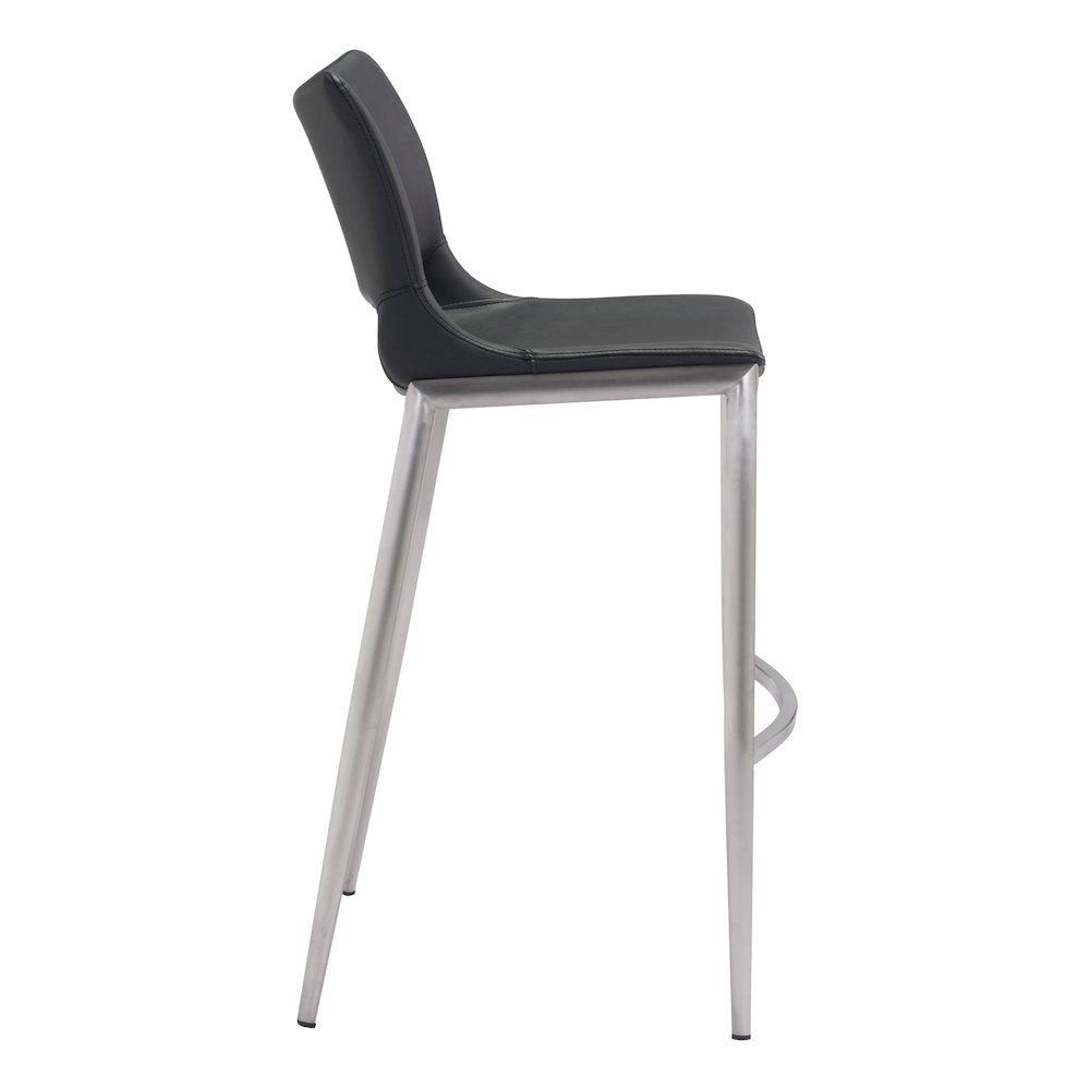 Ace Barstool (Set of 2) Black & Silver - ZUO