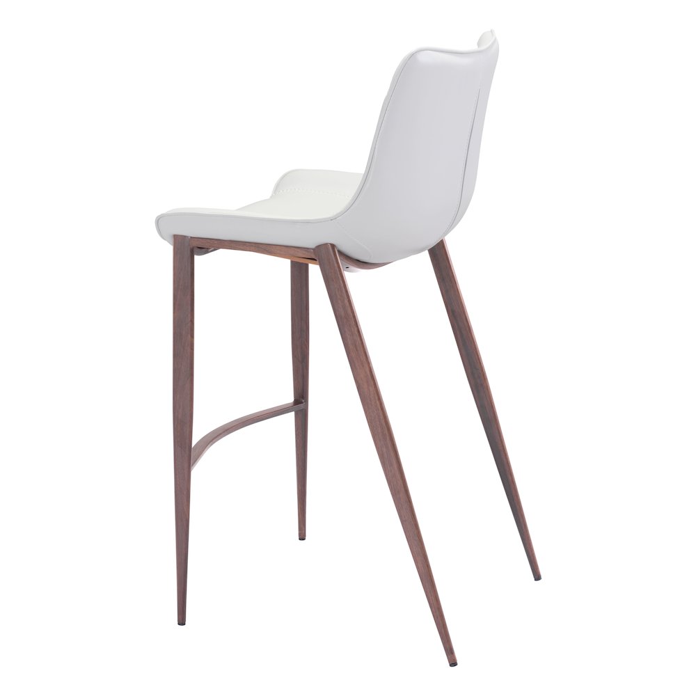 Magnus Barstool (Set of 2) White & Walnut - ZUO