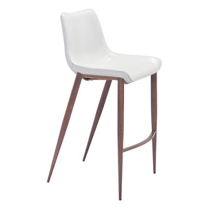 Magnus Barstool (Set of 2) White & Walnut - ZUO