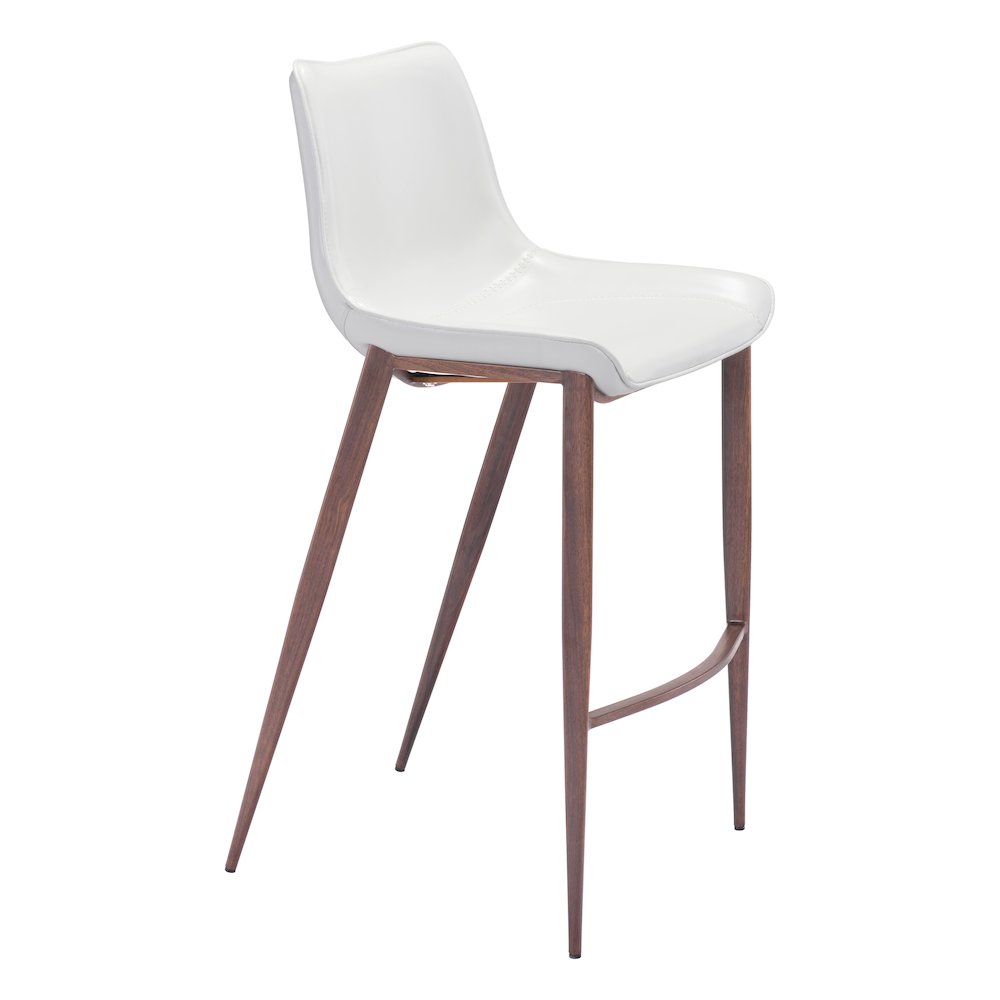 Magnus Barstool (Set of 2) White & Walnut - ZUO