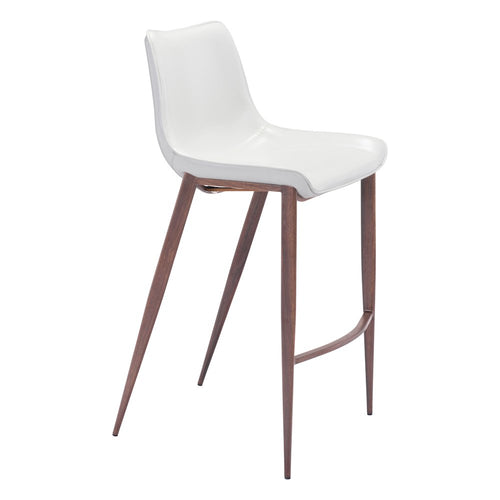 Magnus Barstool (Set of 2) White & Walnut - ZUO