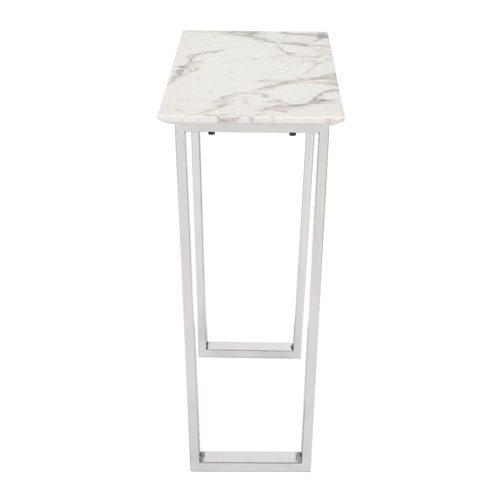 Atlas Console Table White & Silver - ZUO