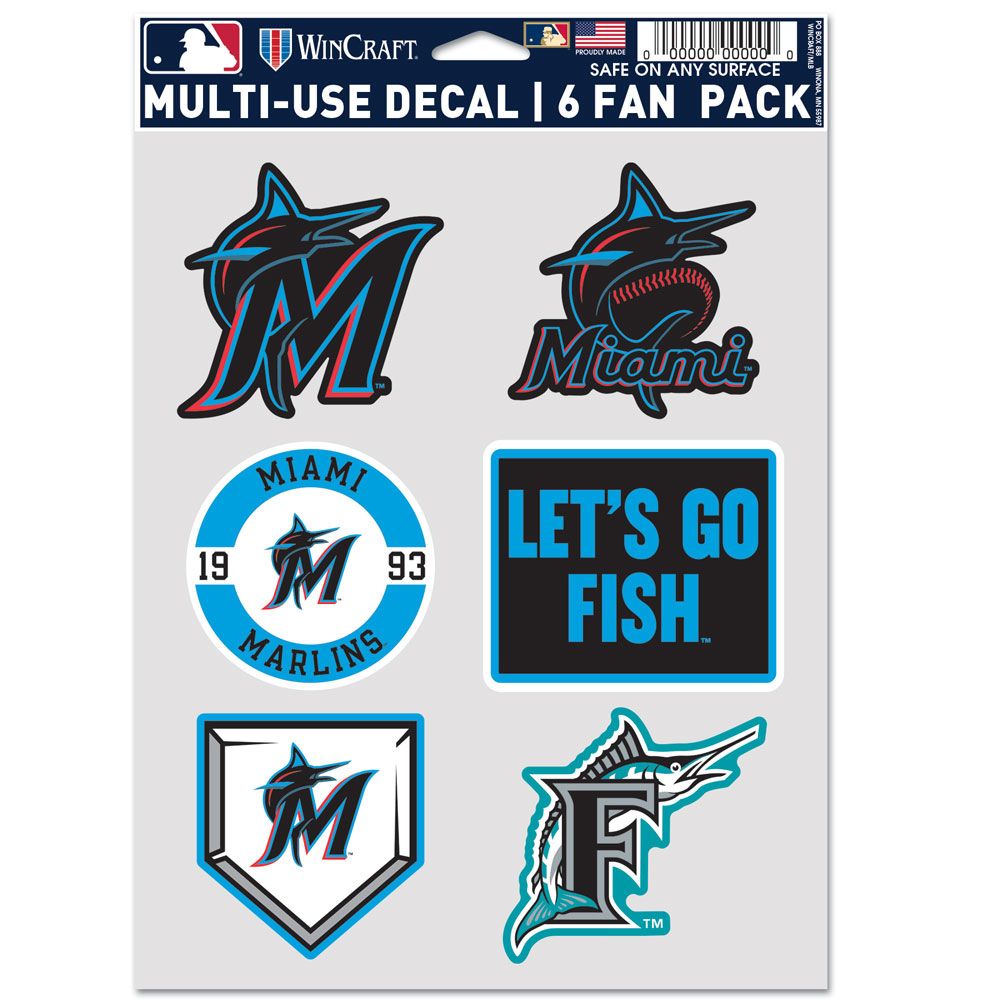 Miami Marlins Decal Multi Use Fan 6 Pack - WinCraft