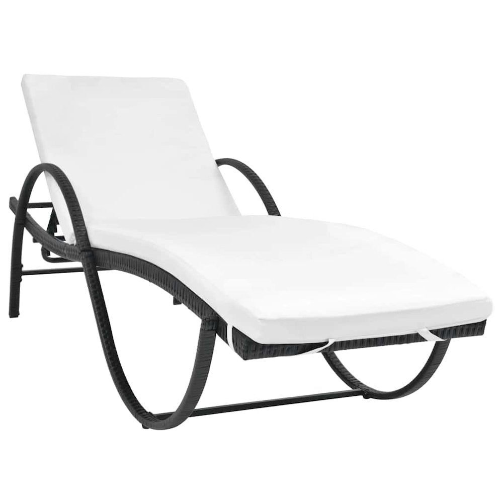 vidaXL Sun Loungers 2 pcs with Table Poly Rattan Black