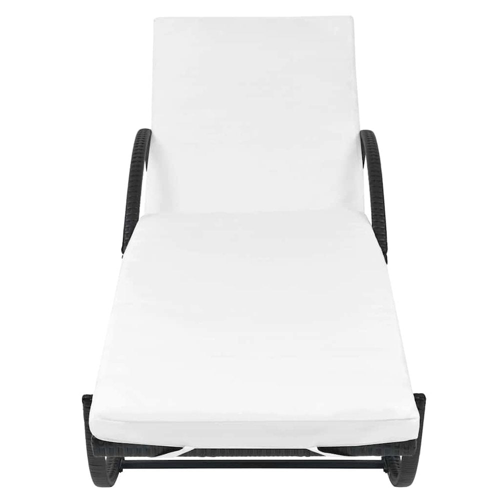 vidaXL Sun Loungers 2 pcs with Table Poly Rattan Black