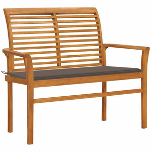 vidaXL Patio Bench with Taupe Cushion 44.1'' Solid Teak Wood