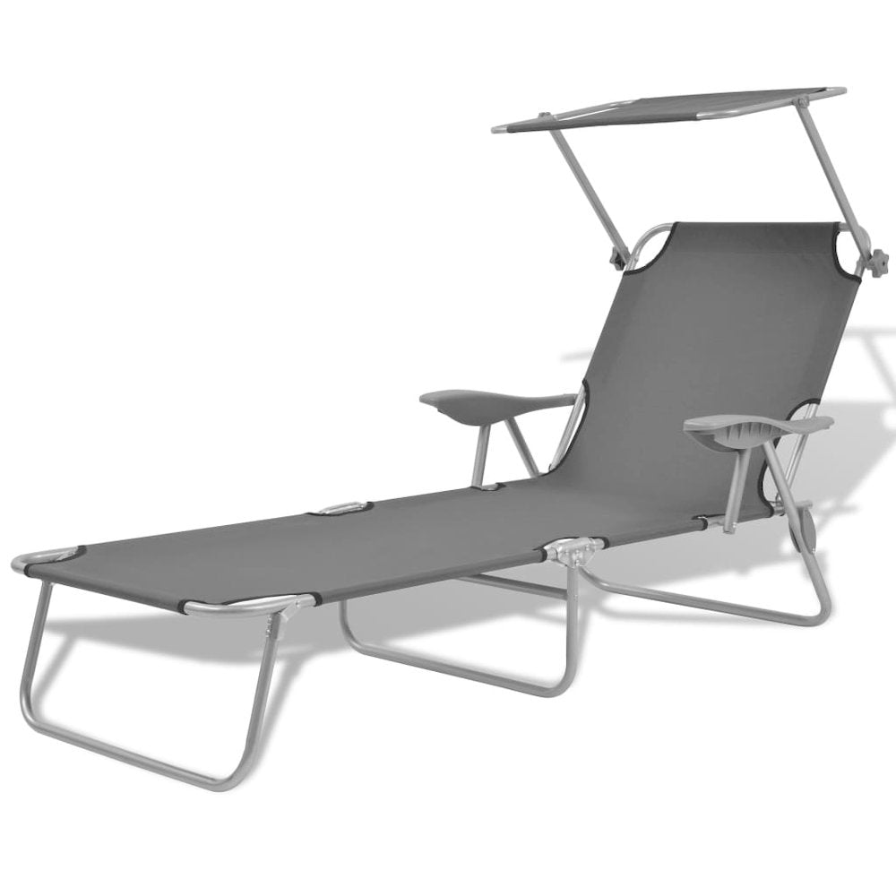 Sun Lounger Steel Grey Powder-coated steel frame, Polyester fabric - vidaXL