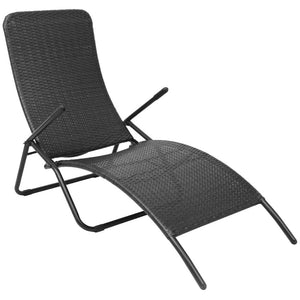Sun Lounger Black PE rattan, Powder-coated steel Standard - vidaXL