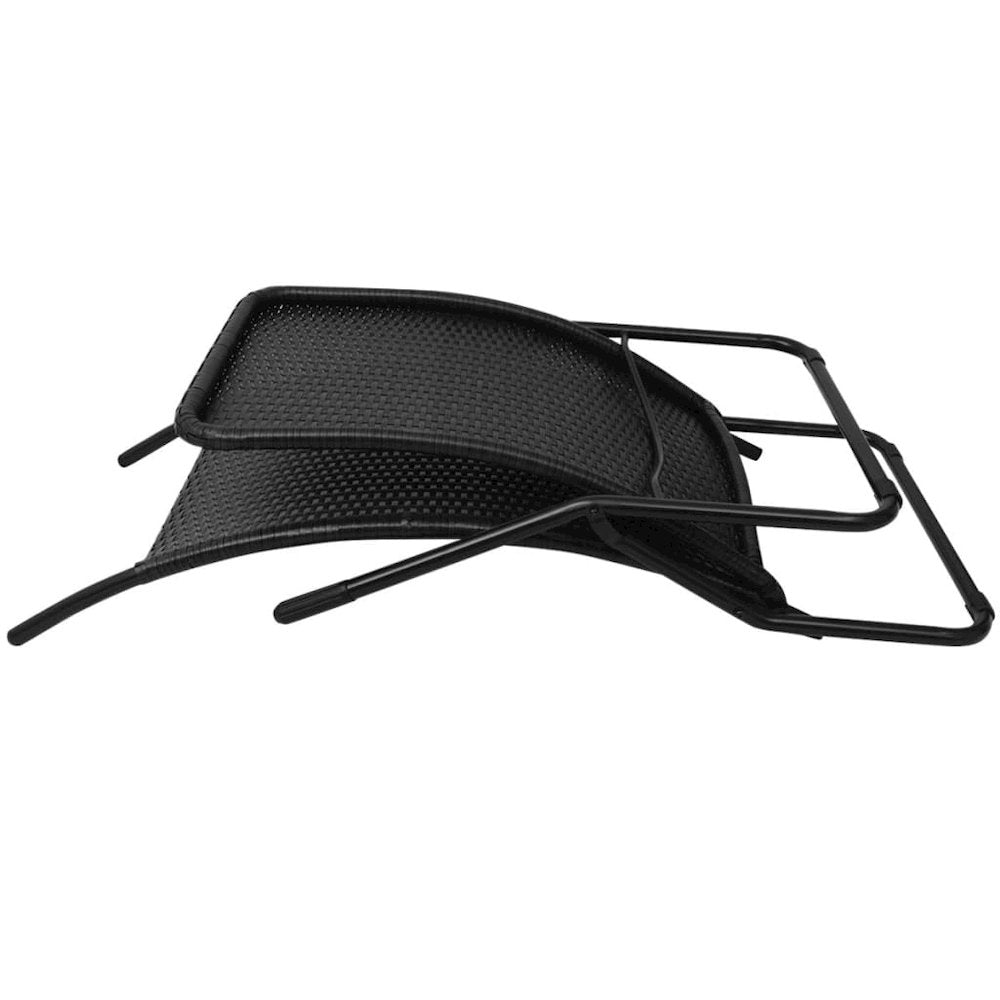 Sun Lounger Black PE rattan, Powder-coated steel Standard - vidaXL