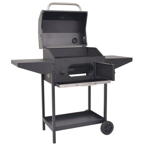 vidaXL BBQ Charcoal Smoker with Bottom Shelf Black, 43048