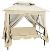 Garden Swing Chair Cream White Polyester and Powder-Coated Steel - vidaXL