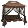 Garden Swing Chair Coffee Polyester fabric and powder-coated steel - vidaXL