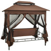 Garden Swing Chair Coffee Polyester fabric and powder-coated steel - vidaXL