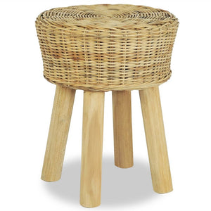 Stool Natural Natural Rattan, Solid Teak Standard Durable - vidaXL