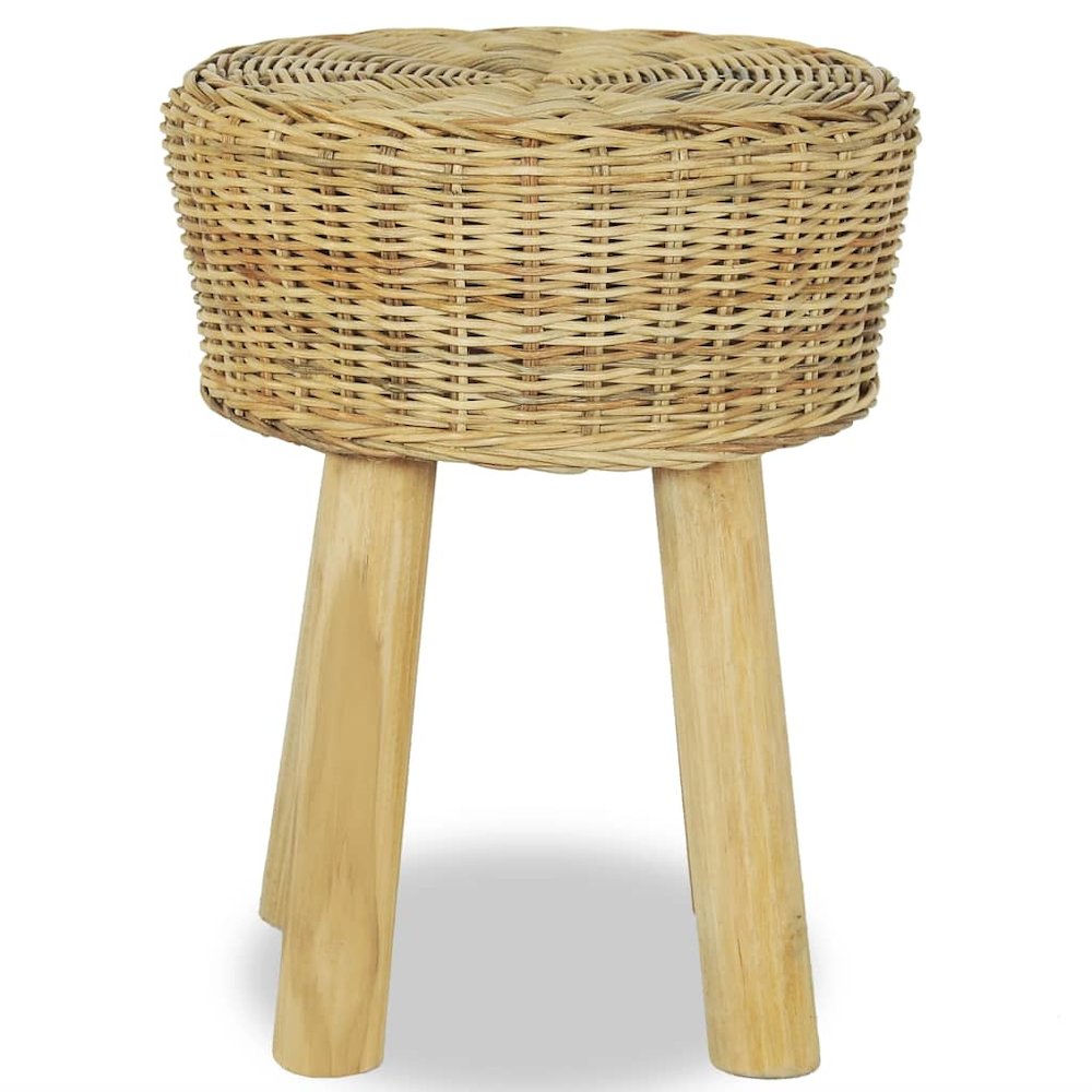 Stool Natural Natural Rattan, Solid Teak Standard Durable - vidaXL