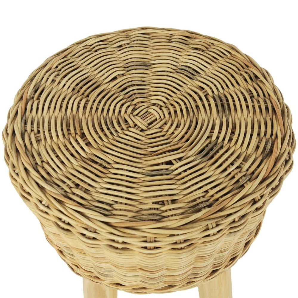 Stool Natural Natural Rattan, Solid Teak Standard Durable - vidaXL