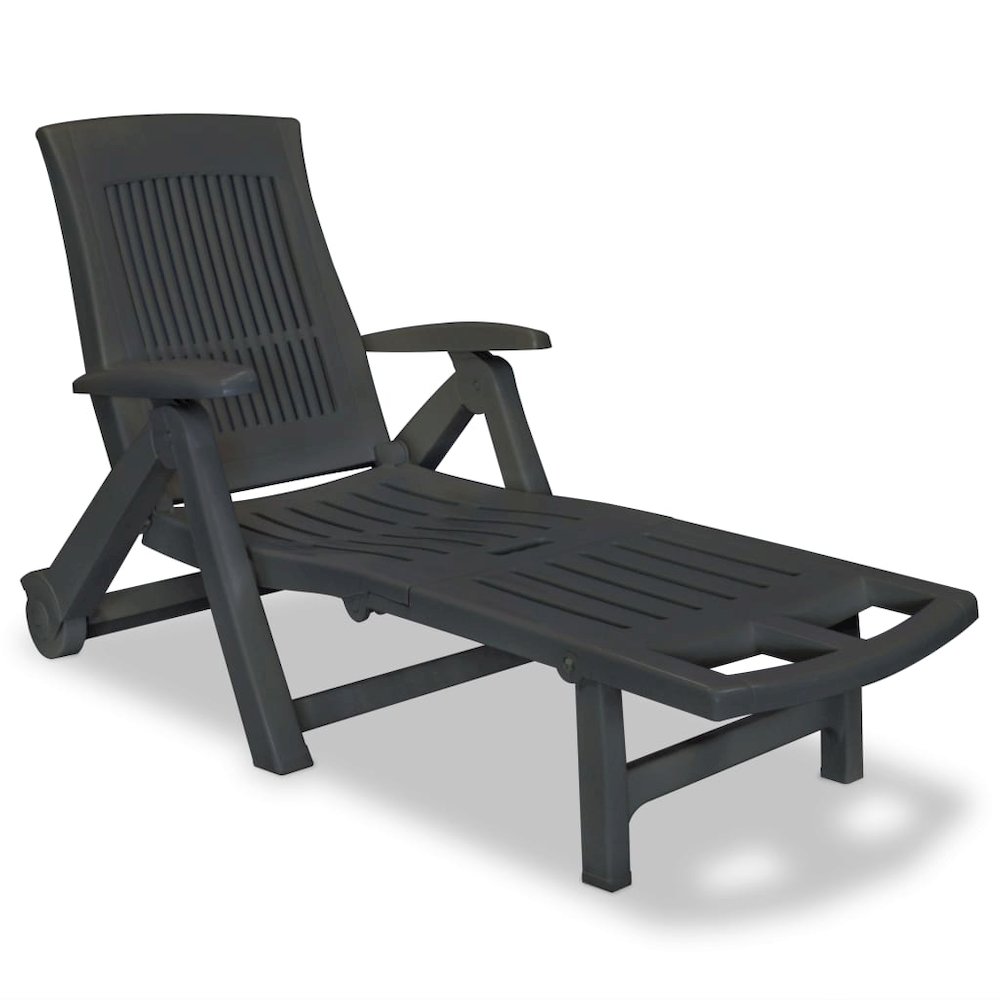 Sun Lounger Anthracite Plastic Standard Foldable Sun Lounger - vidaXL