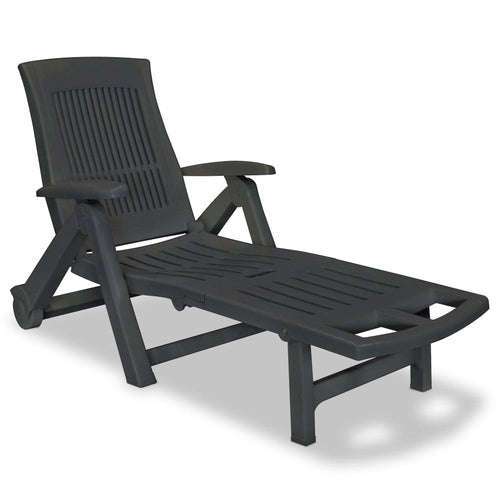 Sun Lounger Anthracite Plastic Standard Foldable Sun Lounger - vidaXL
