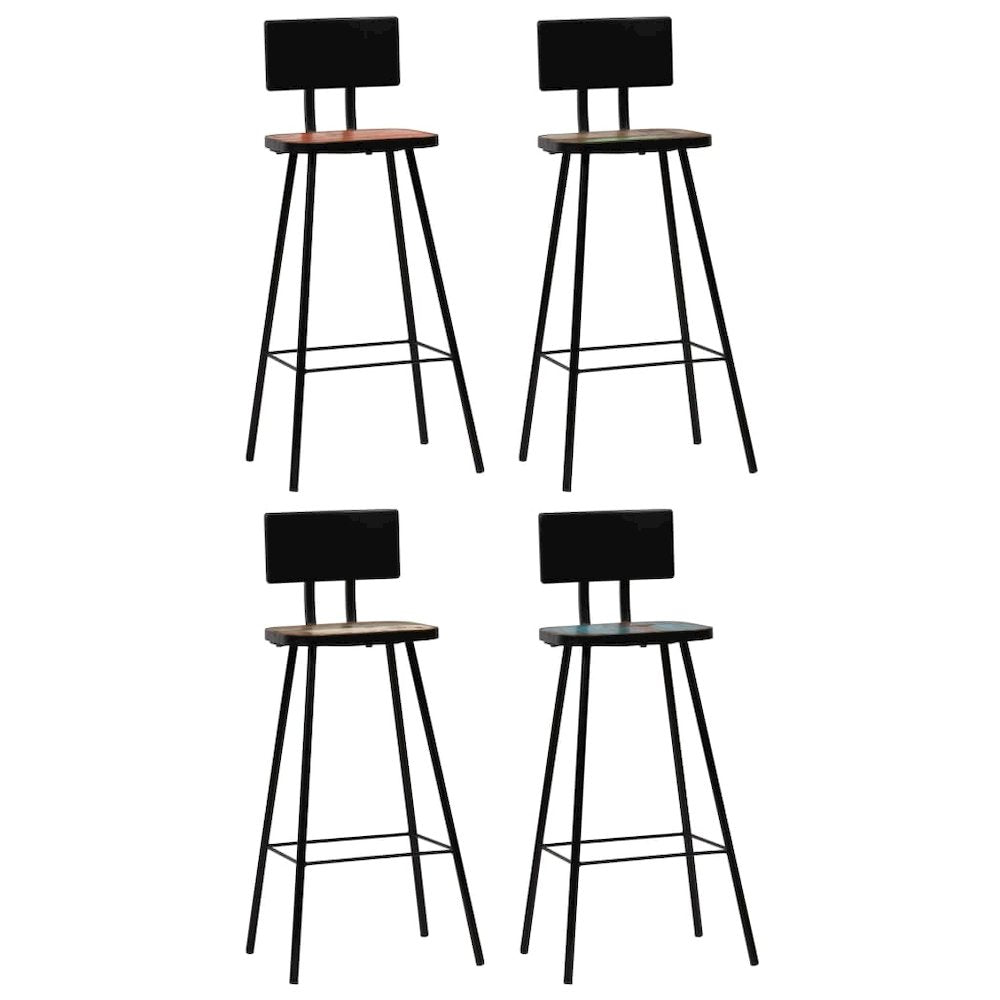 Bar Chair Set of 4 Multicolour Solid reclaimed wood and steel - vidaXL