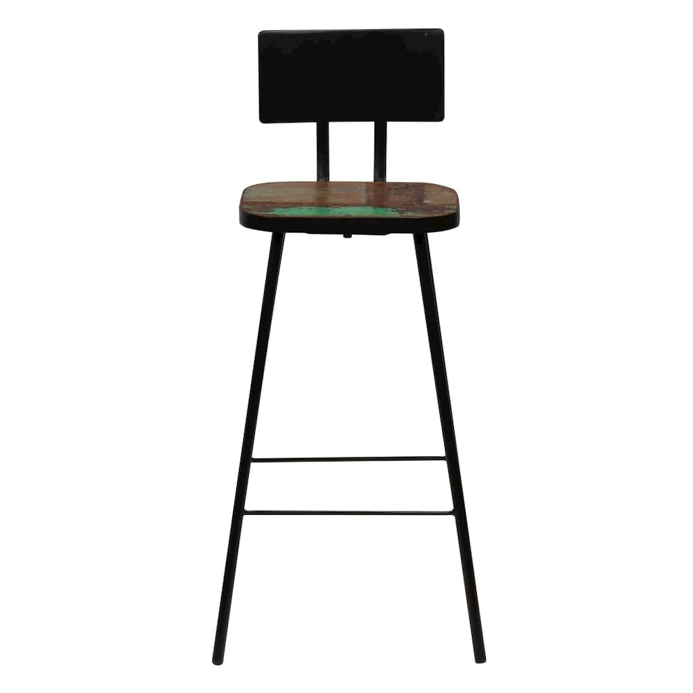 Bar Chair Set of 4 Multicolour Solid reclaimed wood and steel - vidaXL