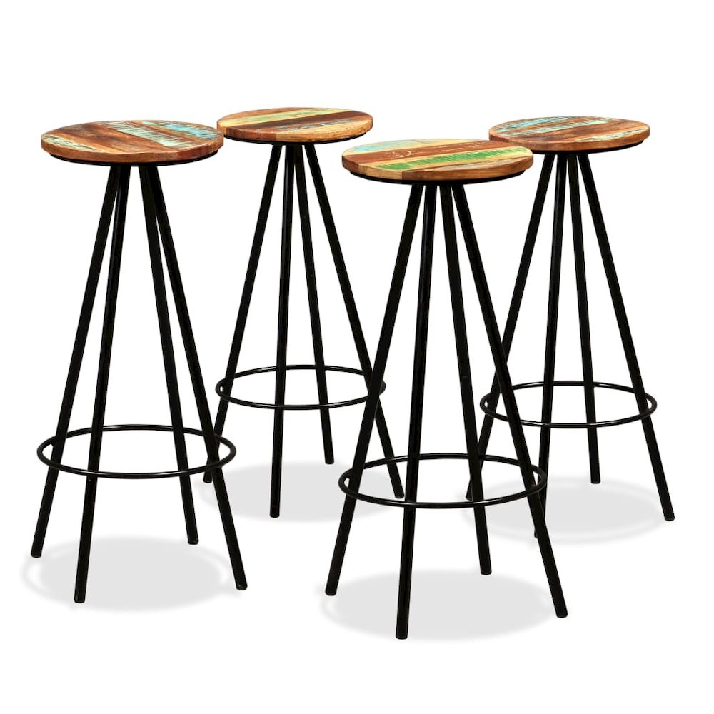 Bar Stool Set of 4 Varied Reclaimed Wood Standard Industrial - vidaXL