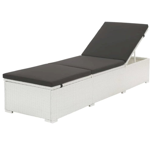 Sunlounger Set White and Black PE rattan - vidaXL