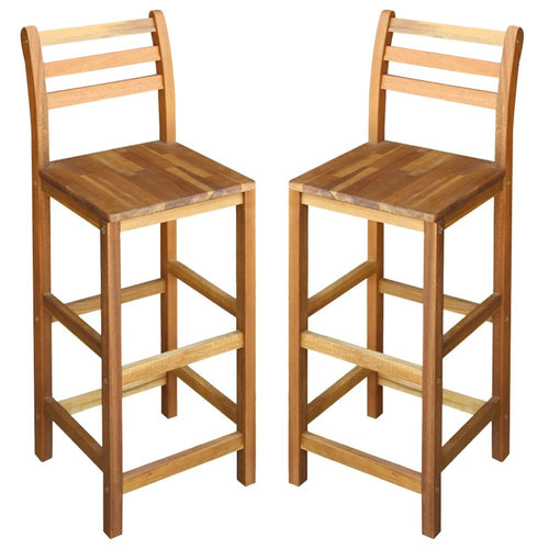 Bar Chair Set of 2 Natural Wood Solid Acacia Wood Large - vidaXL