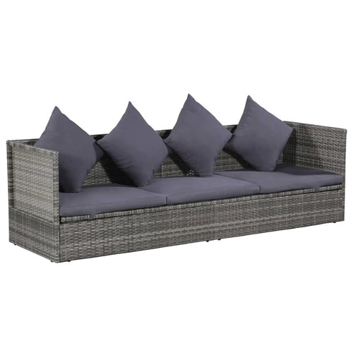 Garden Bed Grey PE Rattan 78.7x23.6 in Adjustable Armrests - vidaXL