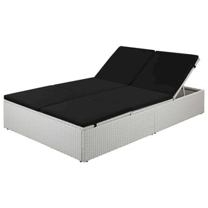 Sunlounger White and Black Poly Rattan and Powder-Coated Steel - vidaXL