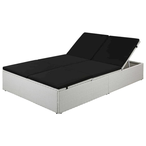 Sunlounger White and Black Poly Rattan and Powder-Coated Steel - vidaXL