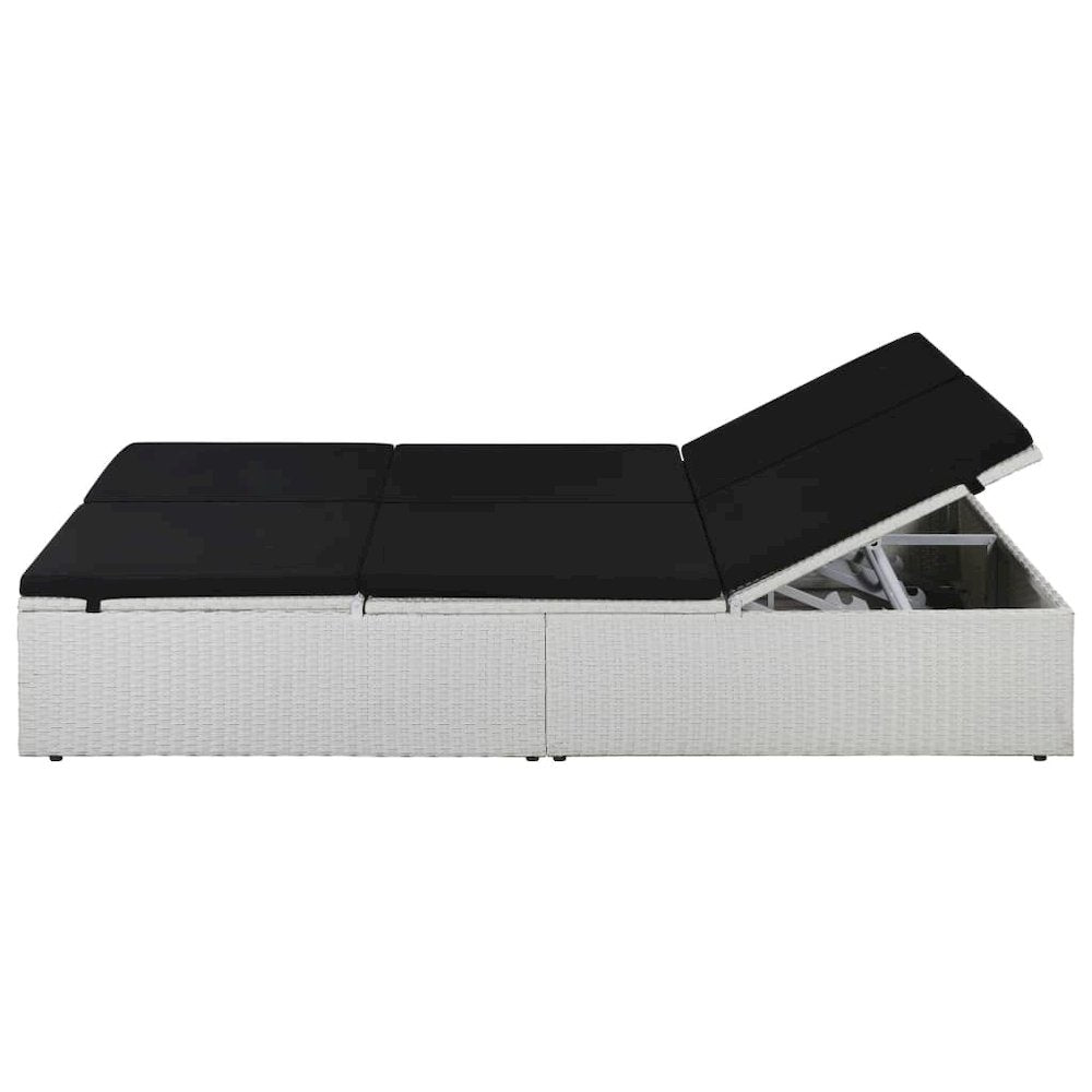 Sunlounger White and Black Poly Rattan and Powder-Coated Steel - vidaXL