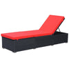 Sun Lounger Black Red PE Rattan, Powder-Coated Steel, Polyester - vidaXL