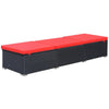 Sun Lounger Black Red PE Rattan, Powder-Coated Steel, Polyester - vidaXL