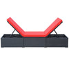Sun Lounger Black Red PE Rattan, Powder-Coated Steel, Polyester - vidaXL