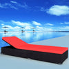 Sun Lounger Black Red PE Rattan, Powder-Coated Steel, Polyester - vidaXL