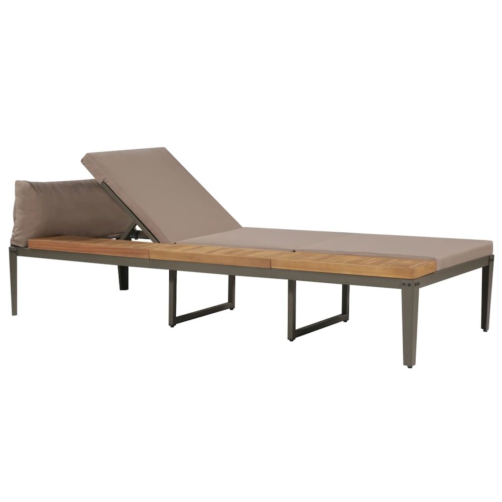 Garden Sunbed Brown Solid Acacia wood Regular Adjustable Armrests - vidaXL