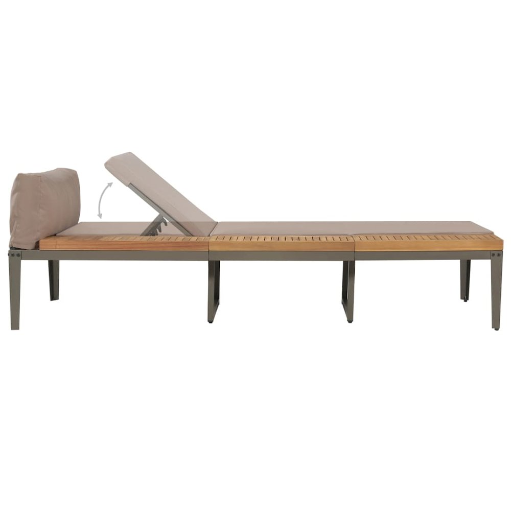 Garden Sunbed Brown Solid Acacia wood Regular Adjustable Armrests - vidaXL