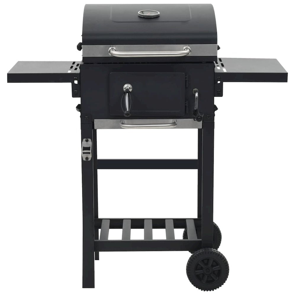 vidaXL Charcoal-Fueled BBQ Grill with Bottom Shelf Black, 44280