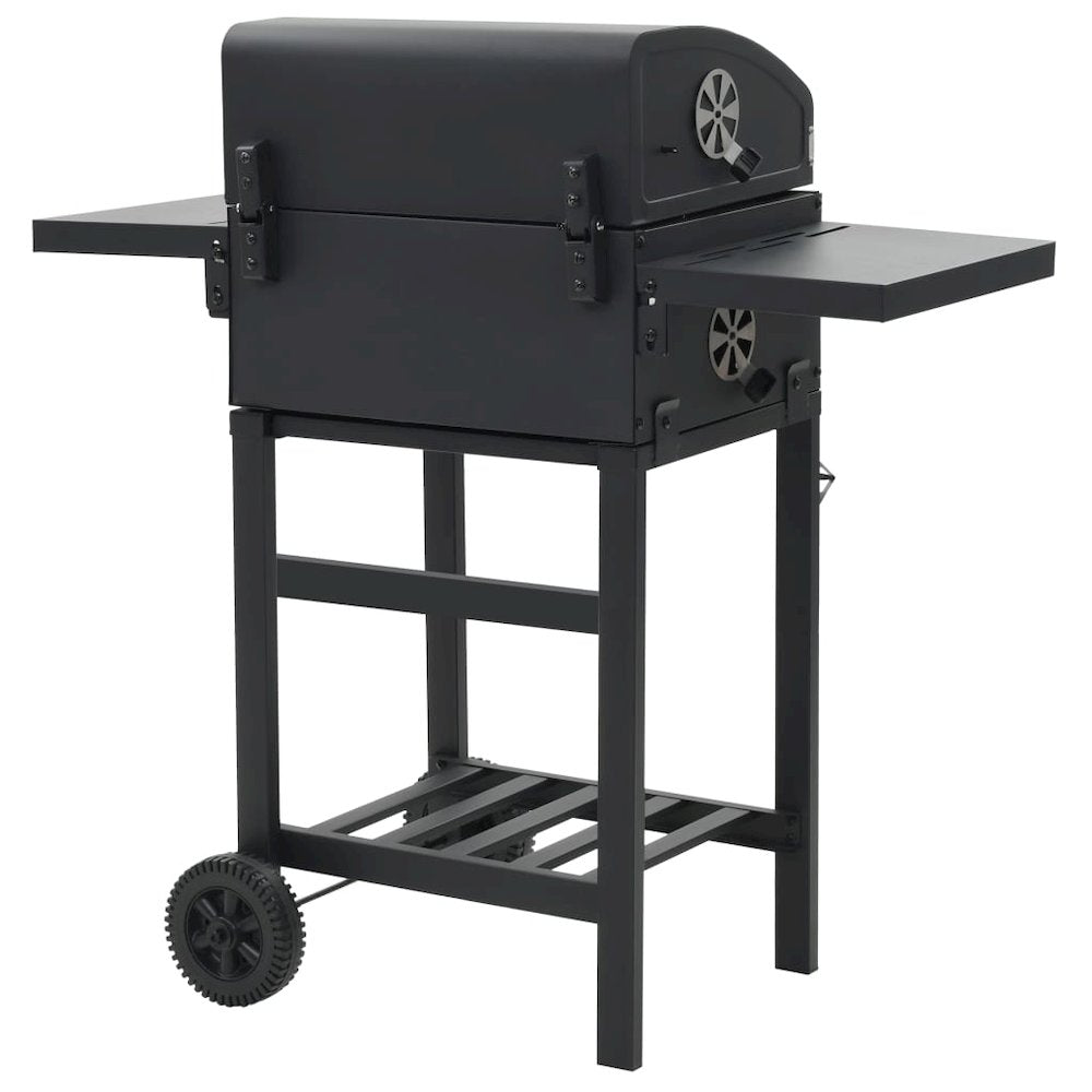 vidaXL Charcoal-Fueled BBQ Grill with Bottom Shelf Black, 44280