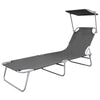 Sunlounger Grey Powder-coated steel Single Foldable - vidaXL